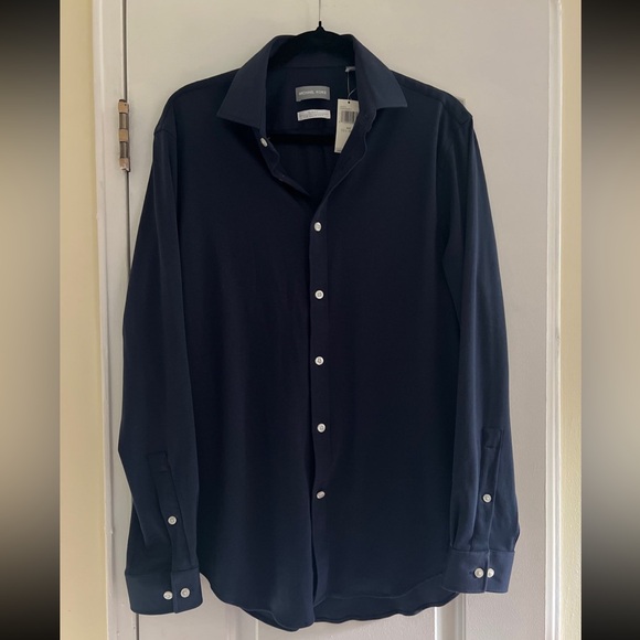 Michael Kors long sleeve knit shirt MK fitted shirt size M blue - Picture 13 of 14